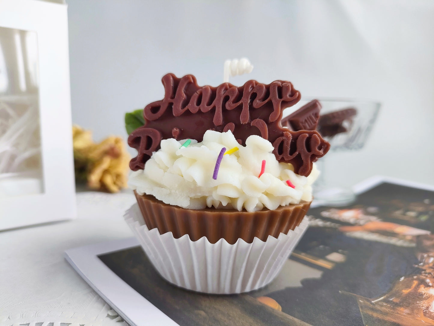 Adorable Muffin Cake Scented Candle(Happy Birthday)