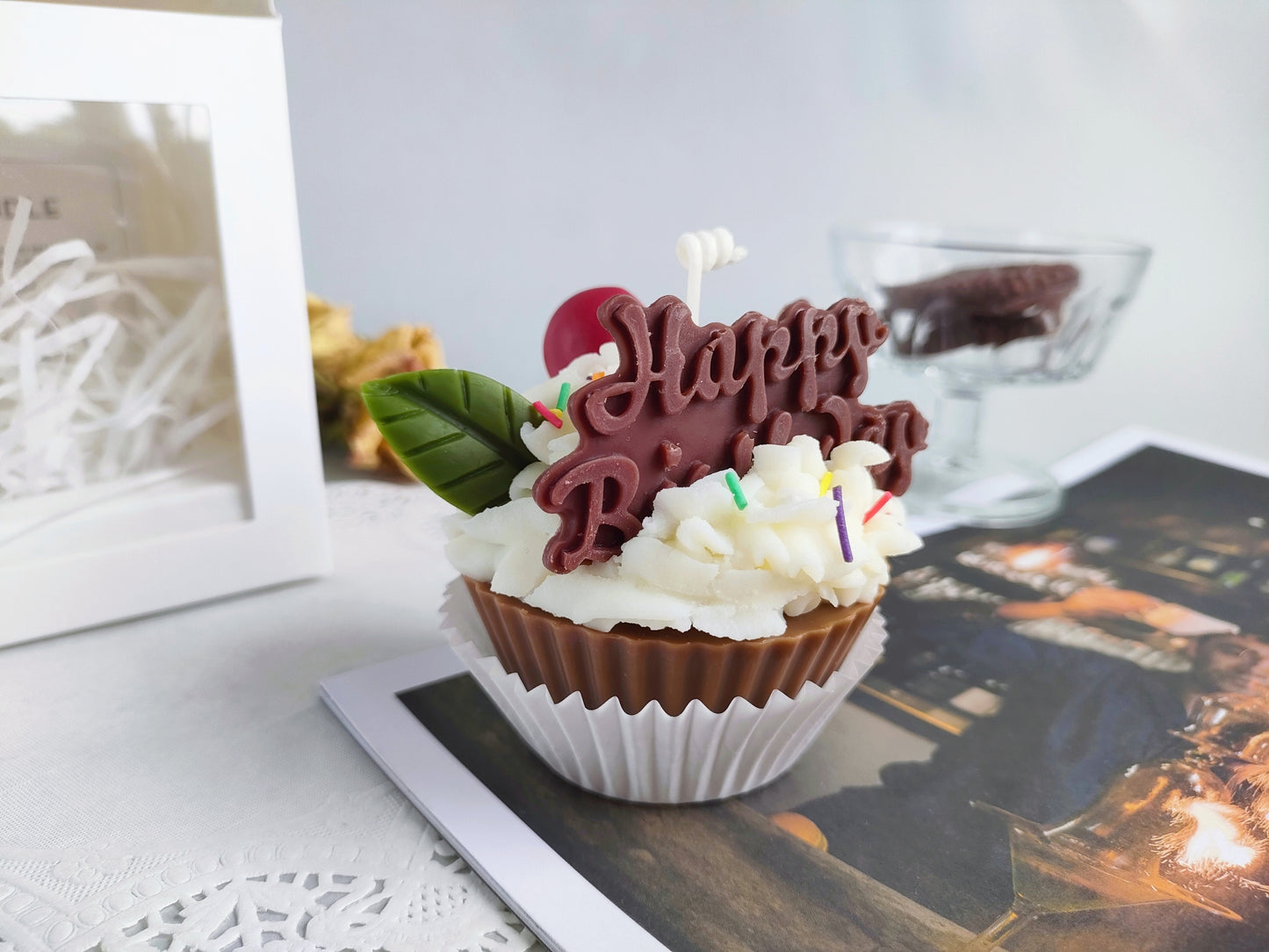 Adorable Muffin Cake Scented Candle(Happy Birthday)