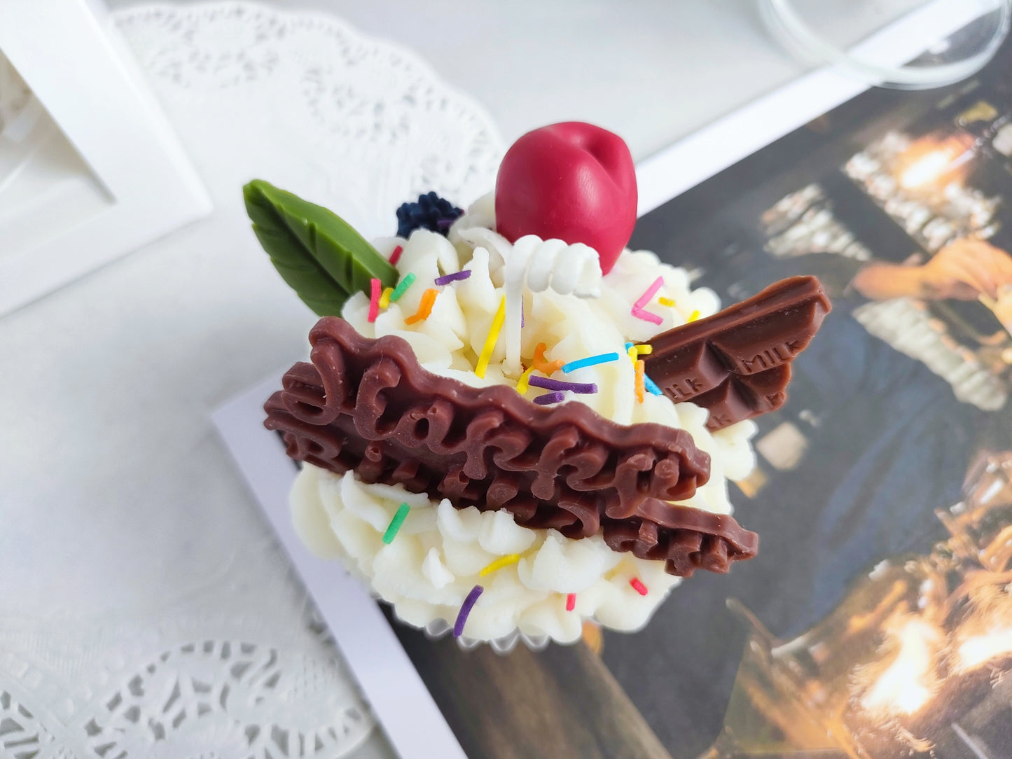 Adorable Muffin Cake Scented Candle(Happy Birthday)