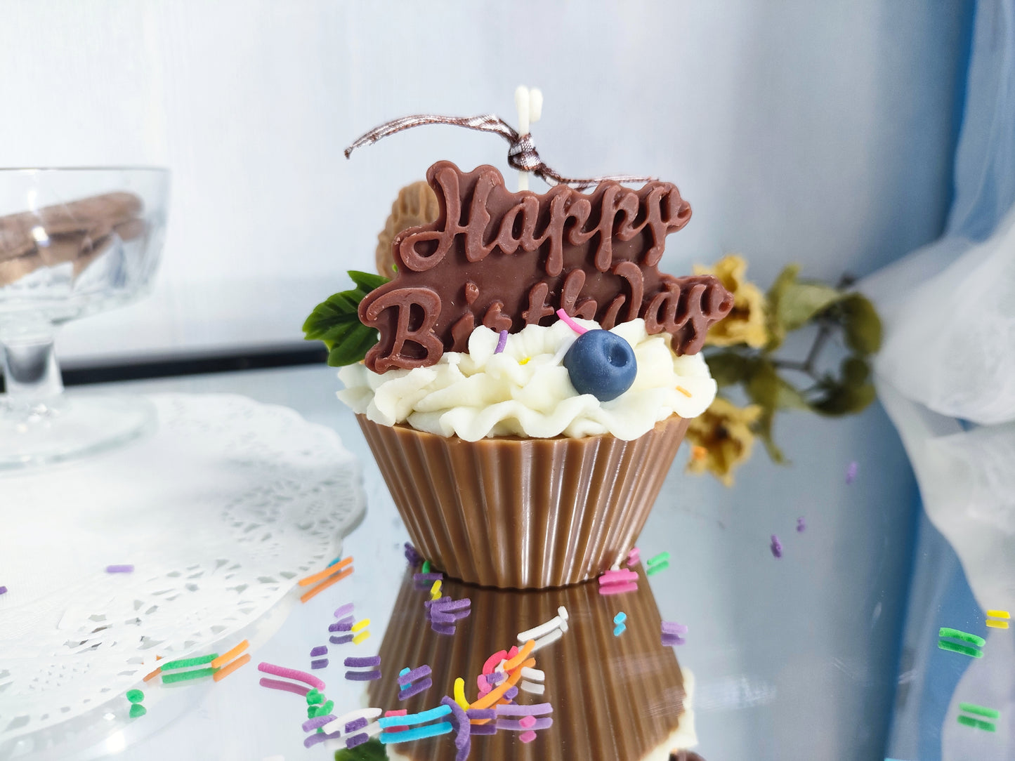 Adorable Muffin Cake Scented Candle(Happy Birthday)