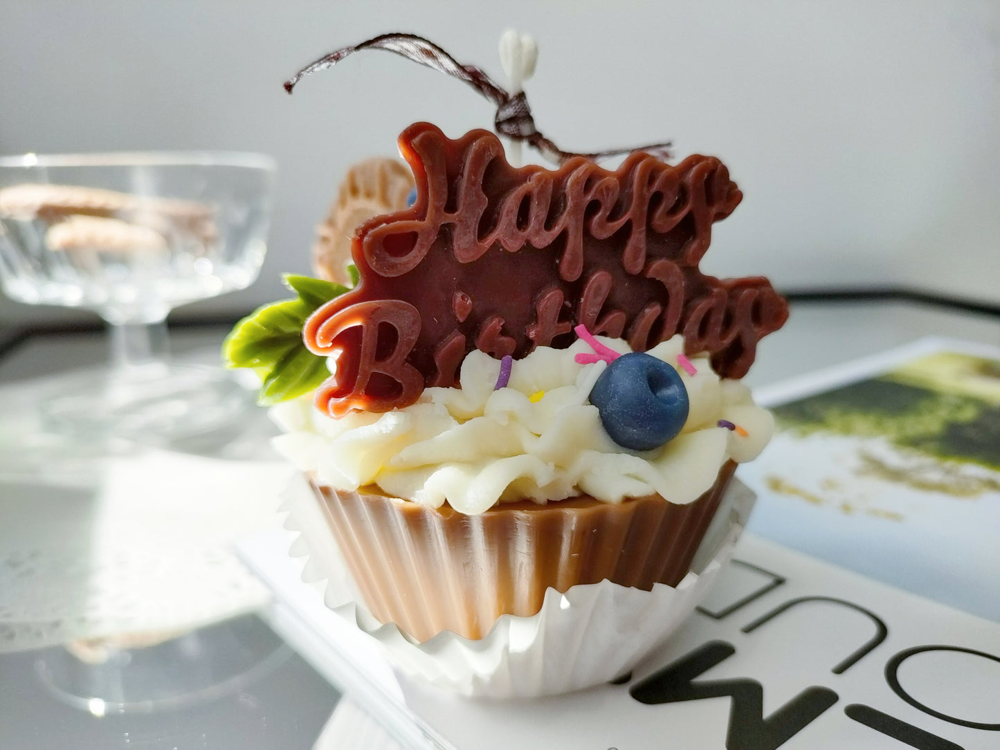 Adorable Muffin Cake Scented Candle(Happy Birthday)