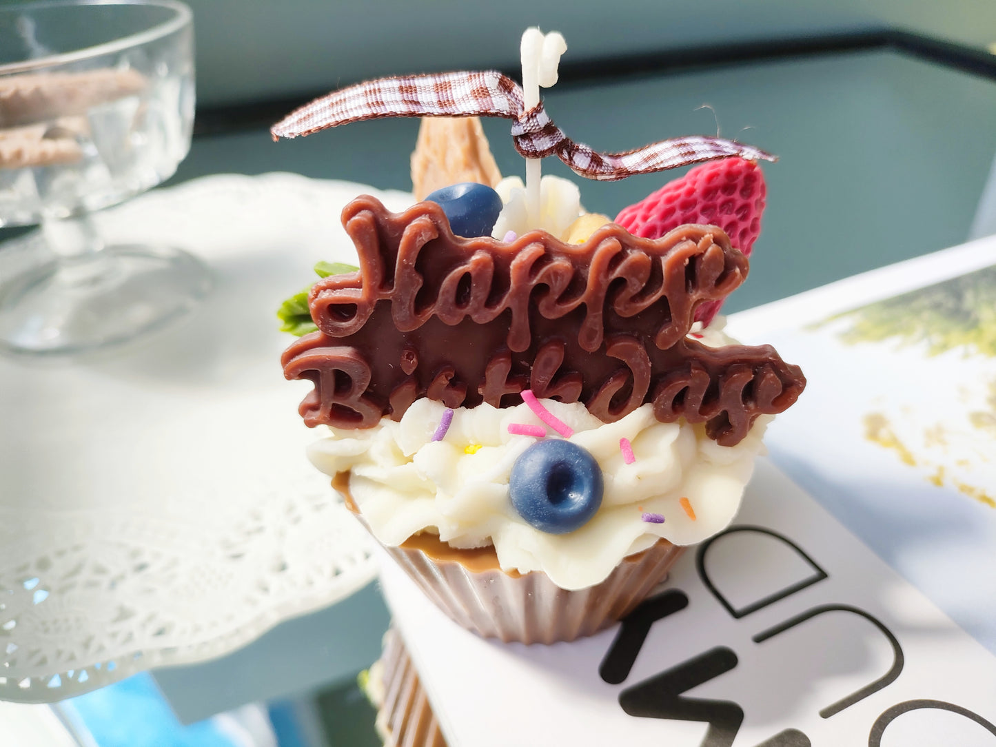 Adorable Muffin Cake Scented Candle(Happy Birthday)